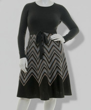 Taylor Women's Gray Chevron-Print Scoop-Neck Knit Sweater Dress Plus Sz 2X