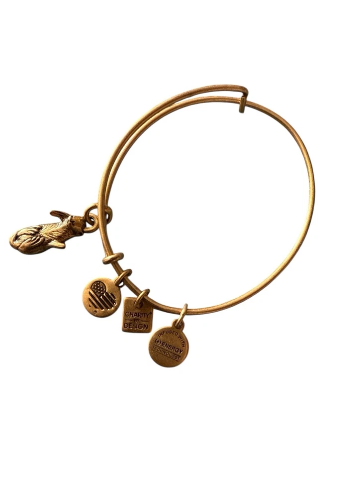 Brazalete colgante Alex and Ani tono dorado nutria encanto Foto 3 de 4