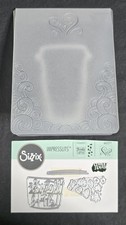 Sizzix Impresslits THANKS A LATTE 662277 - Embossing Folder w/Die - Free Ship