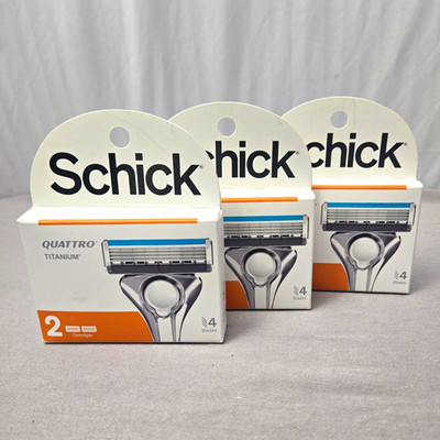 Schick Quattro Titanium Refill Cartridges, 4-Blade, 3 boxes, 6 blades total