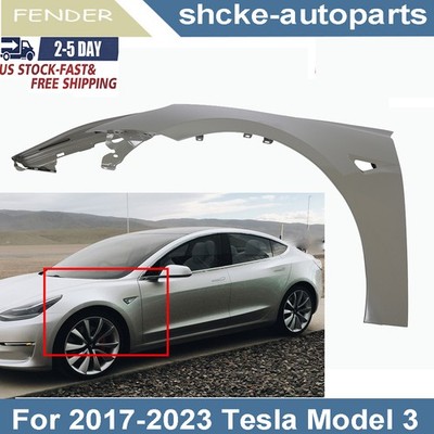 Primed Steel Front Left Side Fender For 2017-2023 Tesla Model 3 Replacement