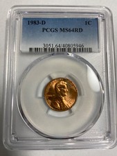 1983-D 1C RD Lincoln Memorial One Cent PCGS MS64RD