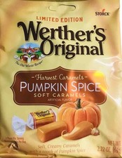 NEW-WERTHER'S ORIGINAL-SOFT HARVEST CARAMELS-PUMPKIN SPICE LIMITED EDITION-2.2oz