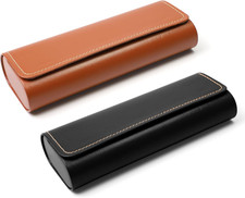 2 Stück Brillenetui Hardcase Leder Metall, Brillenetui Sonnenbrille mit Magnetve