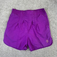 Puma Athletic Shorts Women Large Purple Vintage 90s Nylon High Rise Pleated