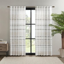 NEA 100 Cotton Single Panel Curtain Stripes Tassels Trim Boho Design Rod Poc...