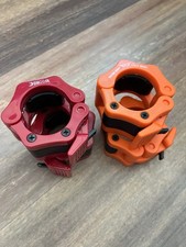 DMoose Olympic Barbell Collars Quick Release Weight Clamps 2  Pair Red  Orange