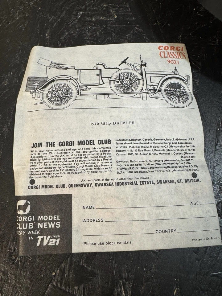 C1965-69 CORGI TOYS CORGI CLASSICS Nr. 9032 1910 RENAULT NEUWERTIG VERPACKT - Bild 4 von 4