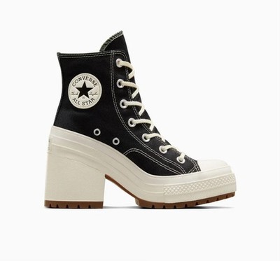 New Converse Women Chuck 70 De Luxe Black and White High Top Heel Sneakers W8/W9