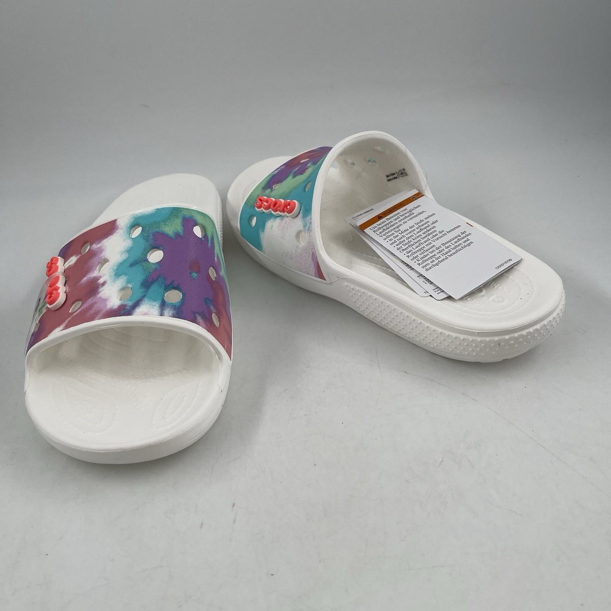 Crocs Unisex Classic Tie-Dye Graphic White Slide Sandal 