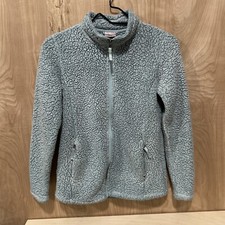 32 Degree Heat Girls Size L 14 / 16 Teal White Soft Zip Up Fleece Jacket