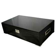 Lockable Black Lacquer Cigar Humidor with Humidifier & Hygrometer VALENTINO-NOIR