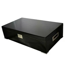 Lockable Black Lacquer Cigar Humidor with Humidifier & Hygrometer VALENTINO-NOIR