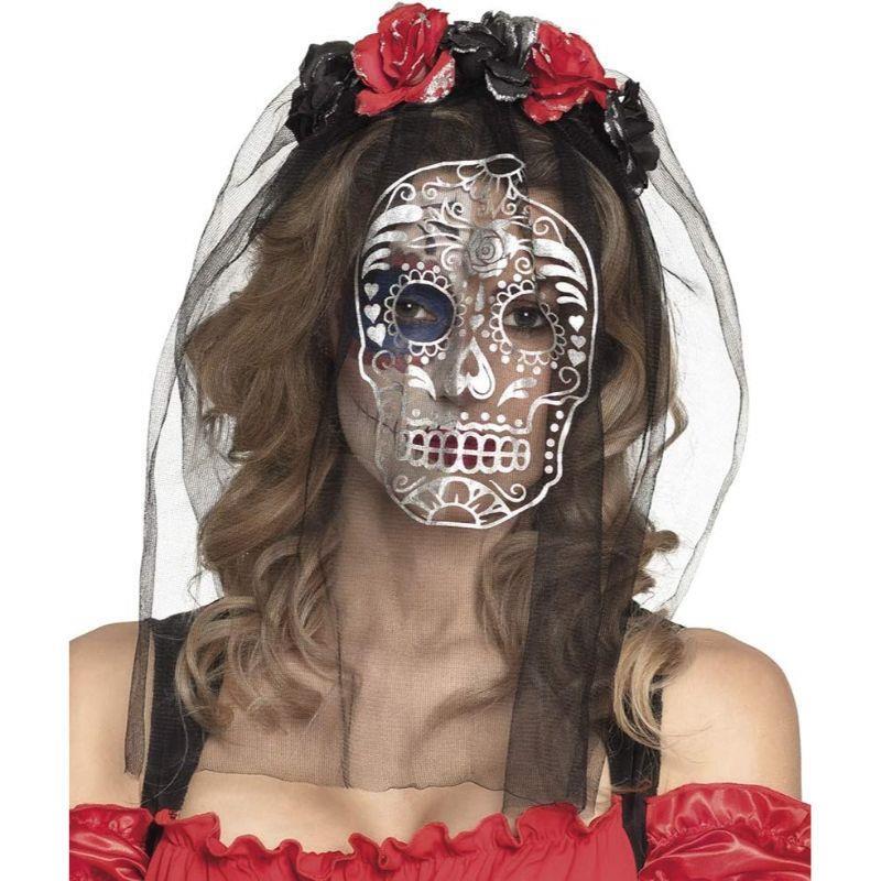 Boland Tiara La Calavera with Veil Day of The Dead Adult Halloween Fancy Dress