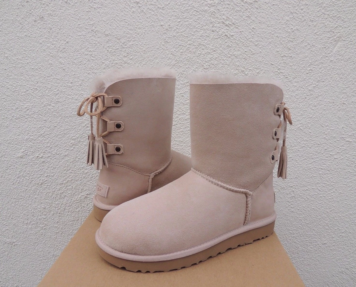 UGG HORCHATA KRISTABELLE CORSET BOW SUEDE SHEEPSKIN BOOTS US 5