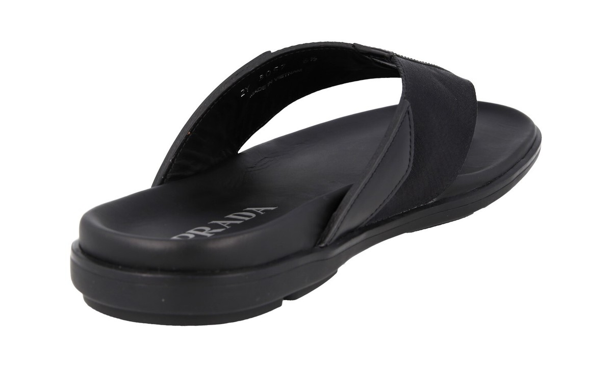 【PRADA】2Y3057 レザーサンダル PRADA THONG SANDALS SHOES 2Y3057 BLACK LEATHER NYLON NEW US