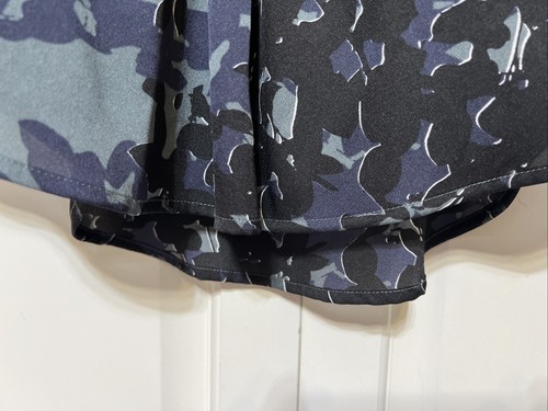 Jessica Simpson Hi-lo Dress Floral Gray Black Satin Lined 12 Tie Collar - Picture 17 of 17