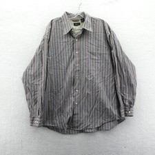 Van Heusen XL Mens 17 17.5 Dress Shirt Gray Blue Striped Button Down Long Sleeve