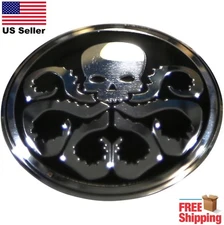 DOME SHAPE 3D Metal Hydra Symbol Auto Sticker Decal Emblem 2.20" (Black/Silver)