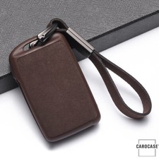 Alcantara Cover Schutzhülle für Mazda Schlüssel + Lederband + Karabiner braun