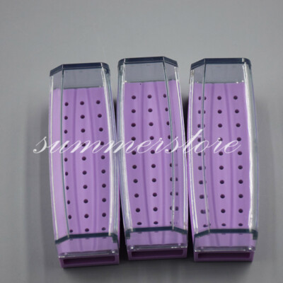30X Dental Diamond Burs Set + Purple Disinfection Block Case – Drill Bit Holder & Stand