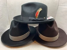 BRAND NEW WITH TAG CAPAS MEN'S STRIPE SAVOY WOOL FEDORA HAT GANGSTER MADE IN USA