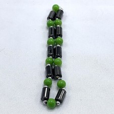 Magnetic Bracelet Jade Green and Brown with Silver