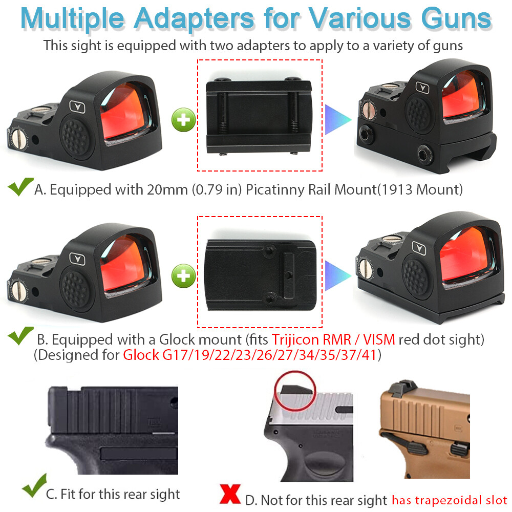 UUQ Mini Red Dot Sight - 3MOA Shake Awake Optic For Pistols & Rifles With Multiple Reticles