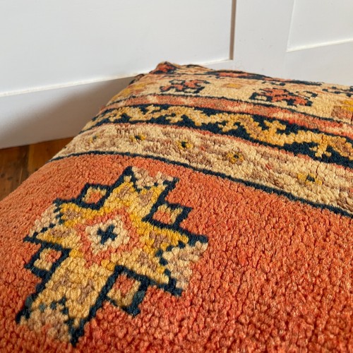 Vintage Kelim Boden Kissen Pouf Fußhocker Teppich Marokkanisch Handgewebt Stofftiert - Bild 9 von 17