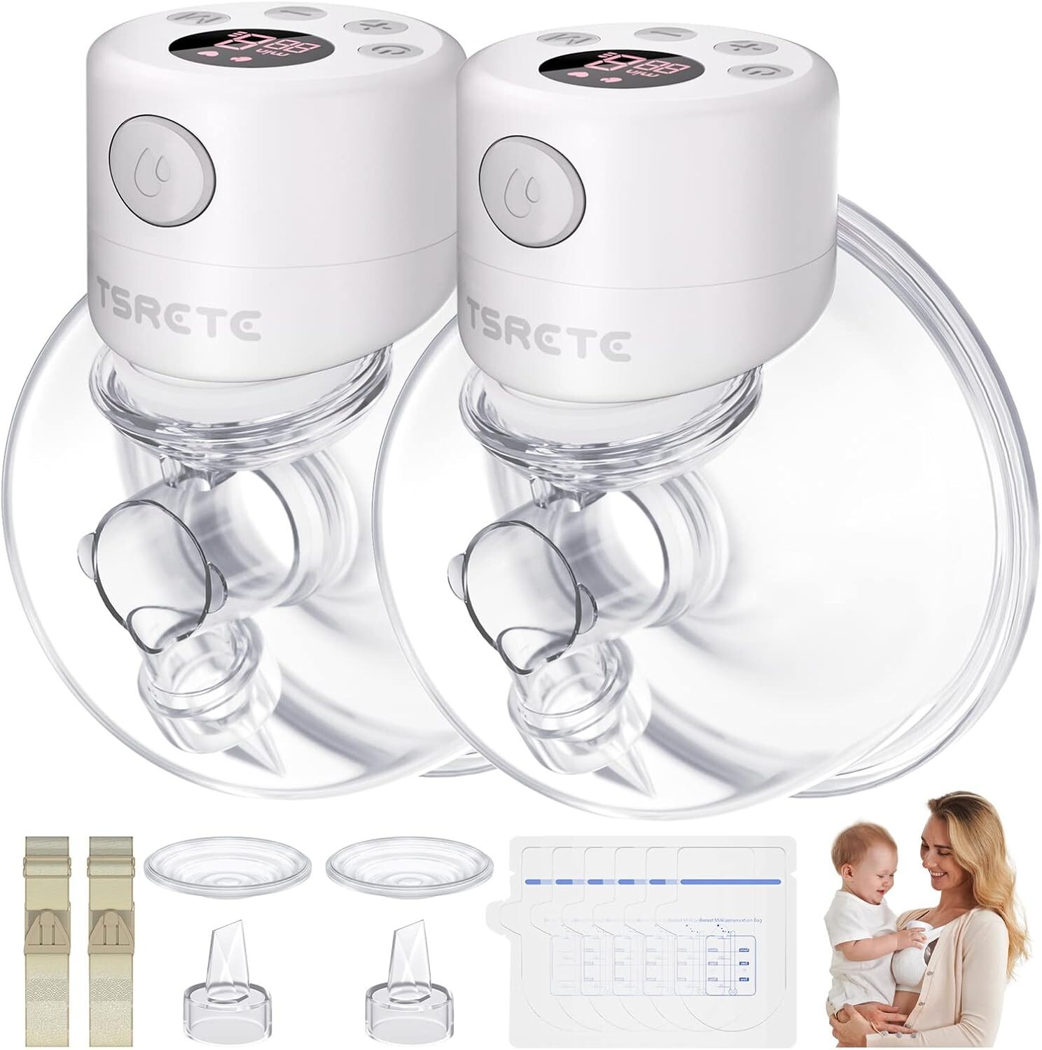 Double Wearable Electric Breast Pump 2 Modes 9 Levels Hands-Free-image