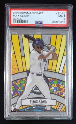 Max Clark 2023 Bowman Draft Glass #BGA2 PSA 9 Tigers