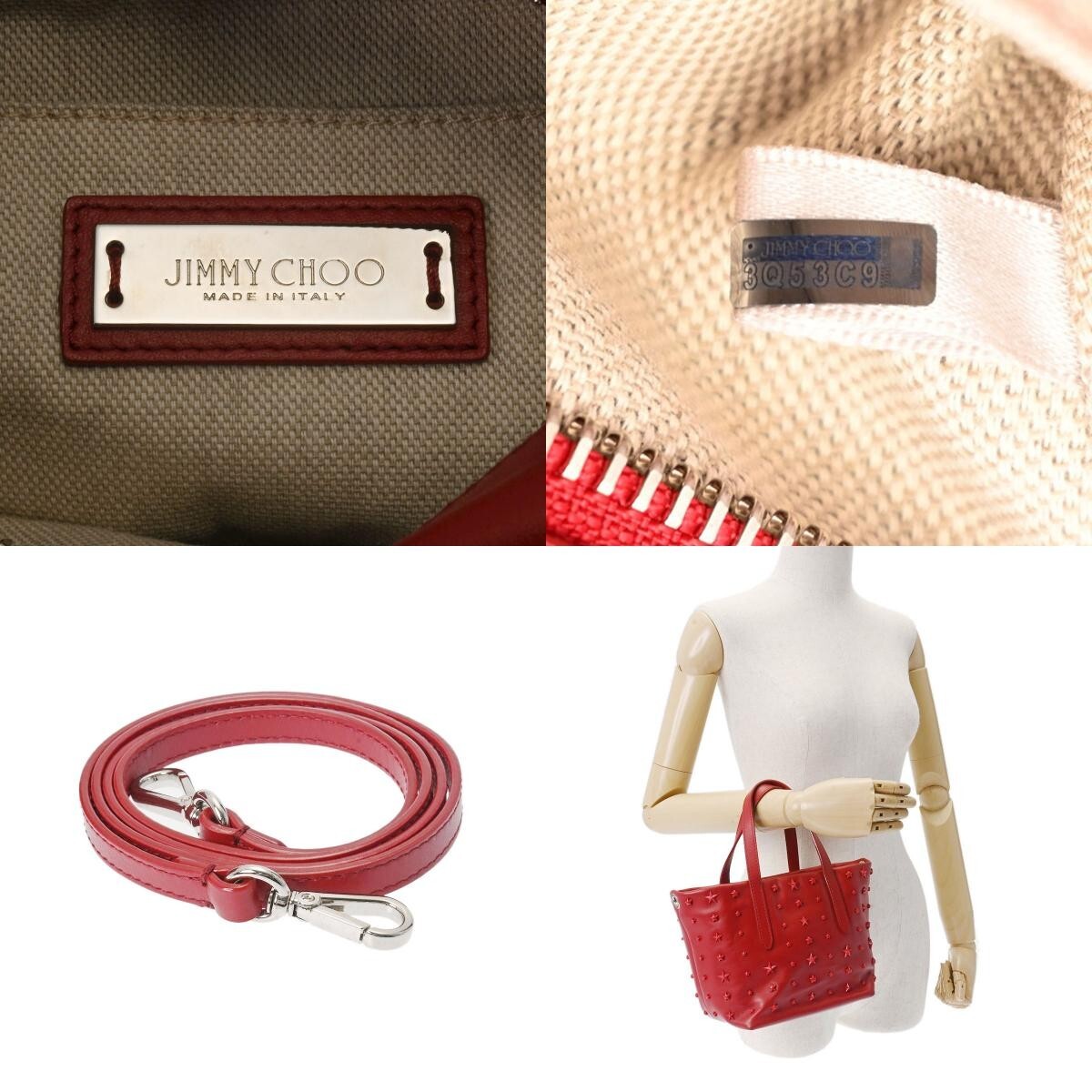 Jimmy Choo Minisara Star Studs 2Way Handbag Red | eBay