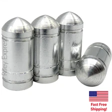 4x Wheel Tire Valve Cap Stem Cover For Bike, Car, Trucks Bullet Shape SILVER