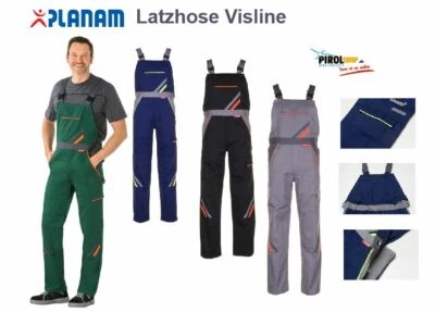 ABVERKAUF Planam Latzhose Visline Applikation aus Warnschutzgewebe Arbeitshose