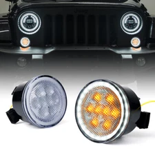 LED Amber Turn Signal Lights Assembly w/ Halo DRL for 2007-2018 Jeep Wrangler JK