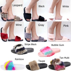 fuzzy open toe slippers