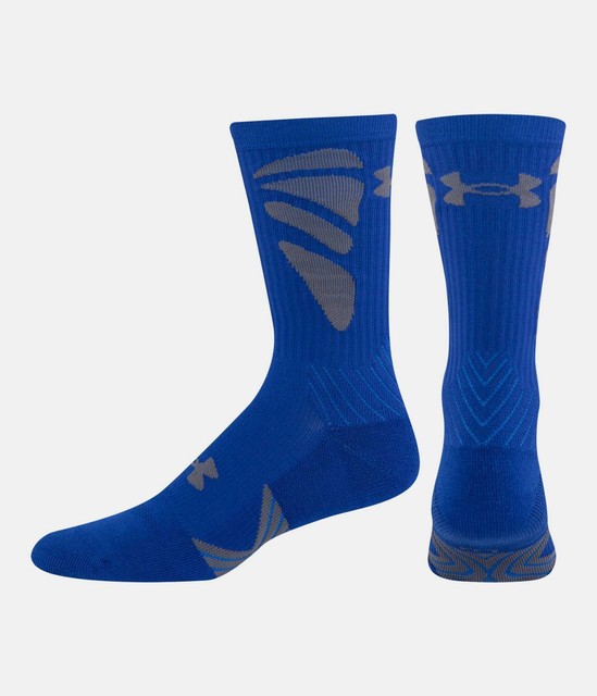 Mens Under Armour UA Football Crew Socks XL Red Black 1 PR for sale