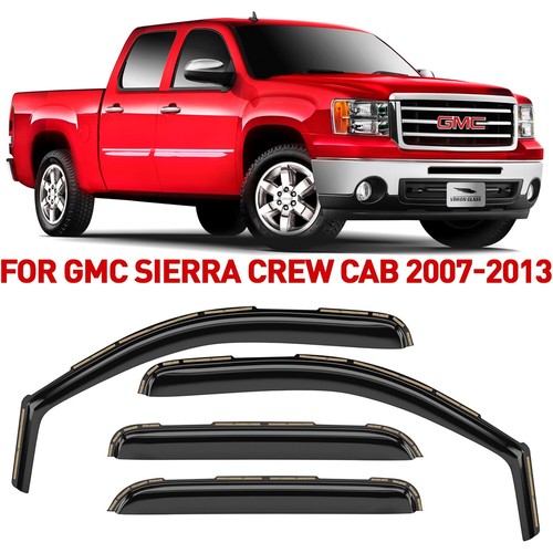 In-Channel Rain Guards & Wind Deflectors For 2019-2025 GMC Sierra 1500 Crew Cab – 4-Piece Smoke Set