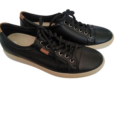 Ecco Soft Leather Sneakers Size 8 Black New