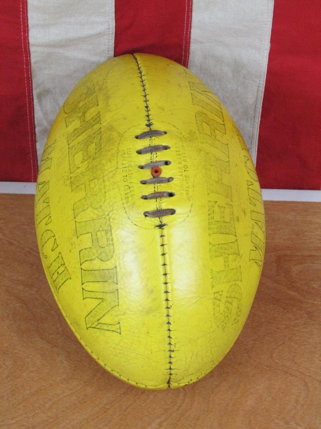 Vintage 1950s Sherrin Yellow Leather Match Rugby Ball Laces Australian