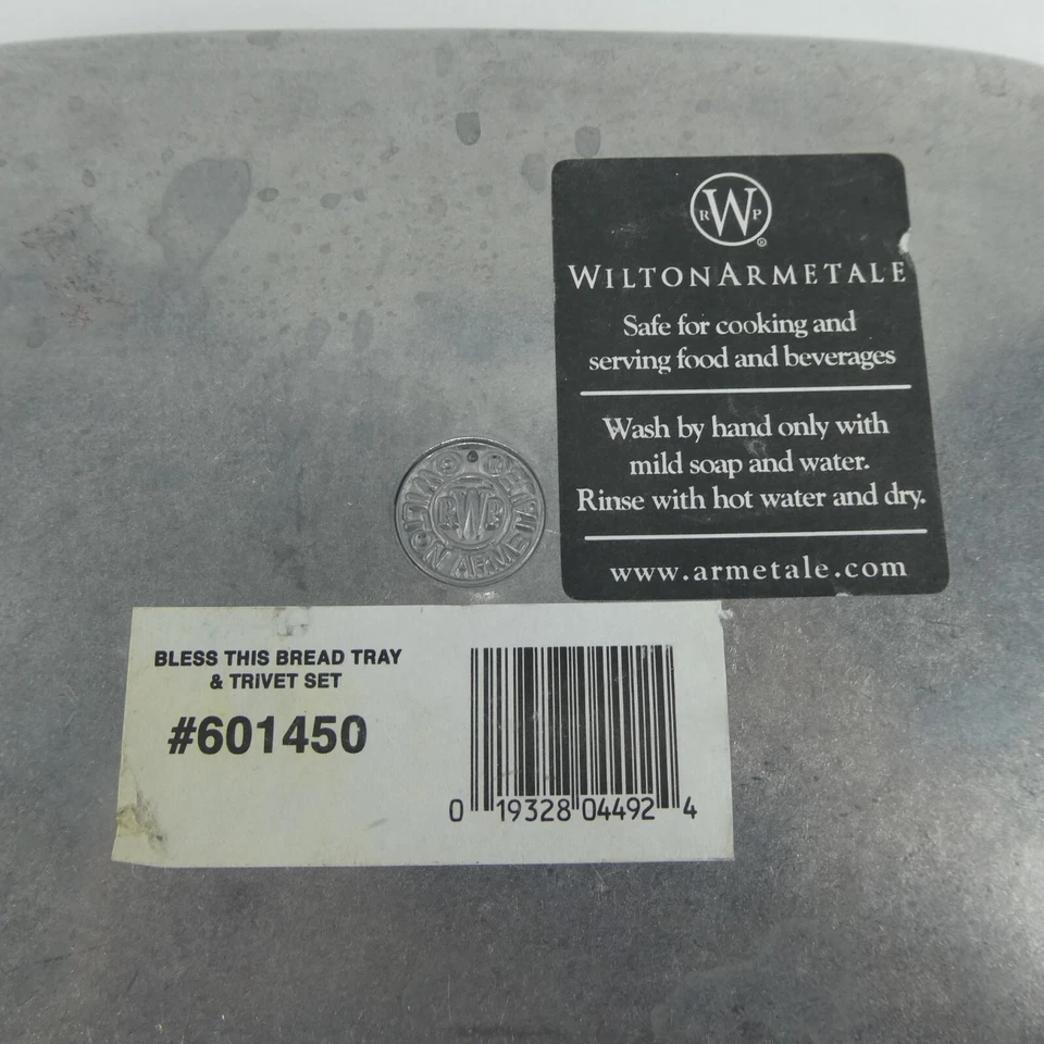 Lot of 2 Wilton Armetale Pewter Bless This House Home Sweet Home Serving Platter - Image 4 of 4