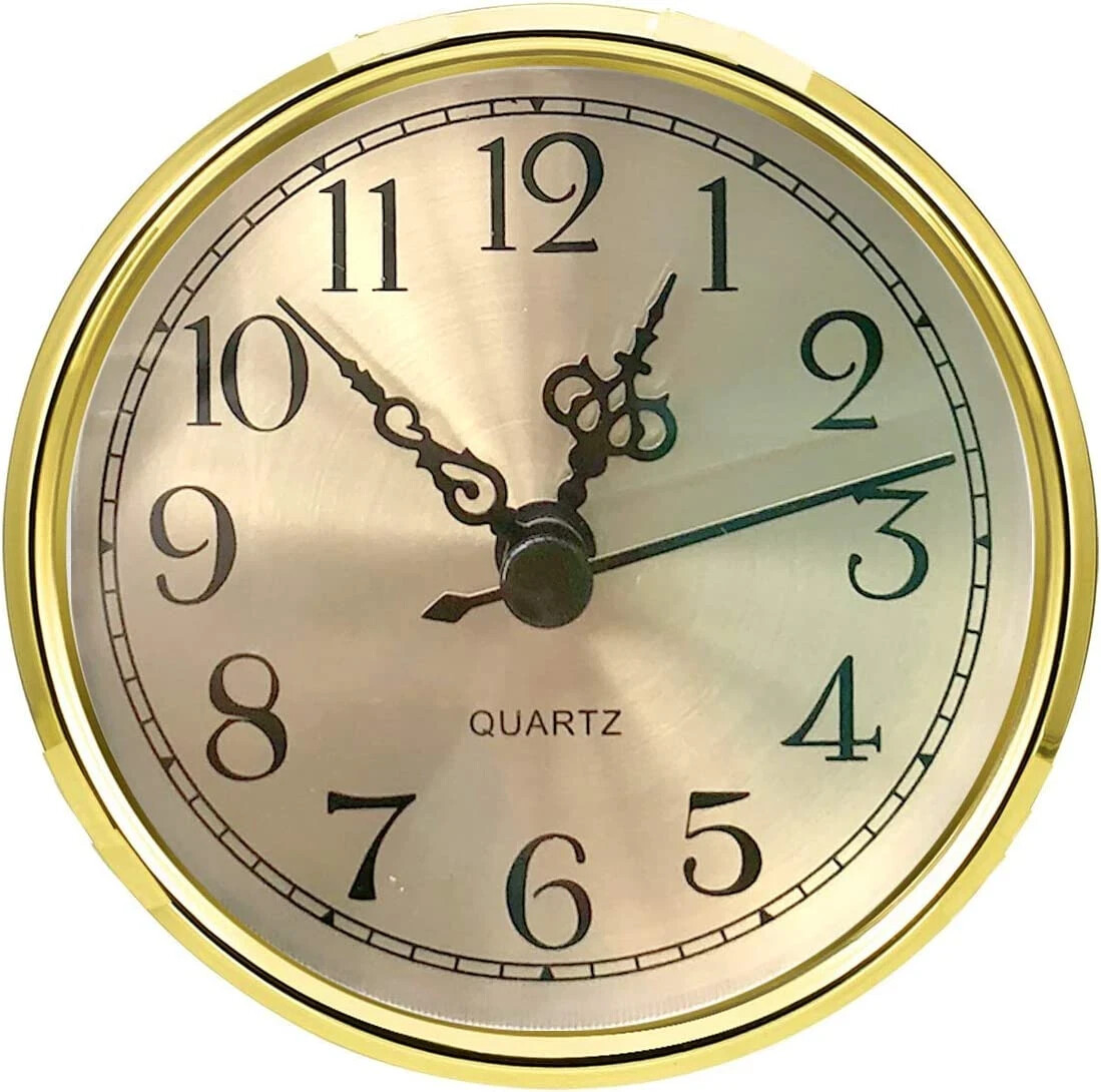Mini Clock Insert 3-1/2 Inch (90 Mm) round Quartz Clock Fit-