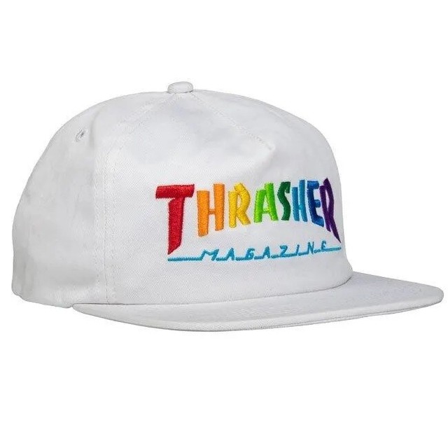 Thrasher Rainbow Mag Hat White Snapback 