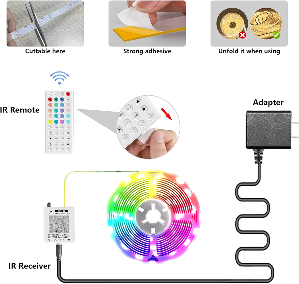 100Ft Led Lights for Bedroom, Music Sync Led Strip Lights with 44 Keys