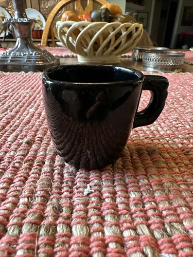 Vintage Black Frankoma Pottery Demitasse Cup 5DC 2 3/8" Tall