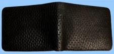 New MENS BLACK GENUINE BEAVER TAIL LEATHER-BIFOLD WALLET-REAL LEATHER INTERIOR