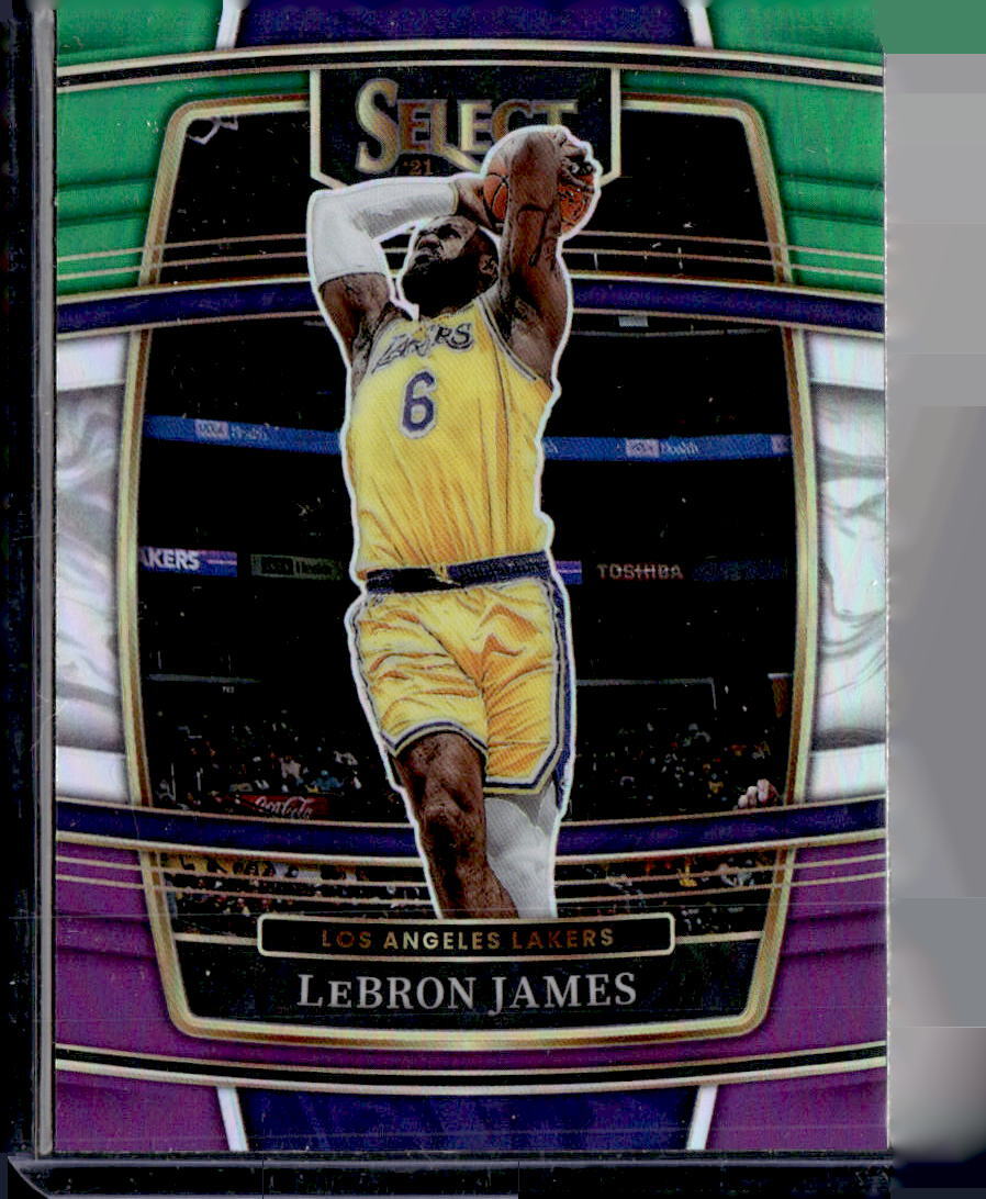 2021-22 Panini Select #100 LeBron James Green White Purple Prizms