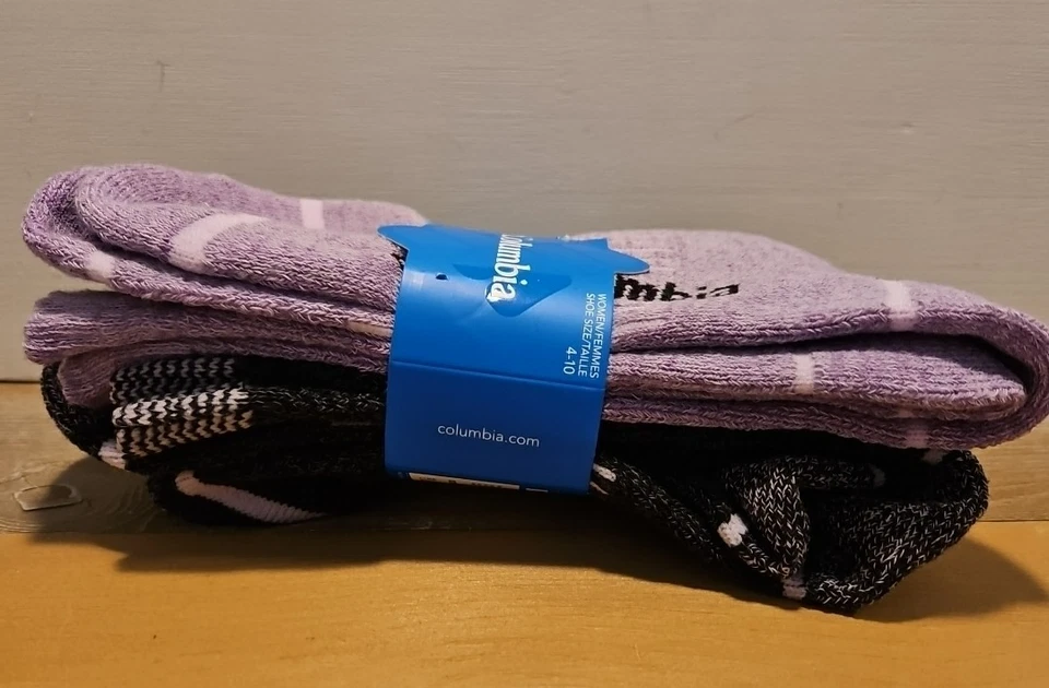 Paquete de 2 calcetines para mujer Columbia Chausettes Crew púrpura carbón talla 4-10 nuevos con etiquetas Foto 4 de 4