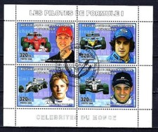 Voitures Pilotes de Formule 1 Congo RDC 2006 (84) Yvert n° 1757 à 1760 oblitérés