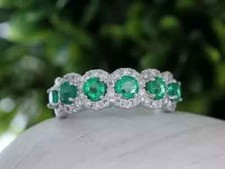 2.00Ct Round Cut Lab-Created Green Emerald Engagement Ring 14k White Gold Plated
